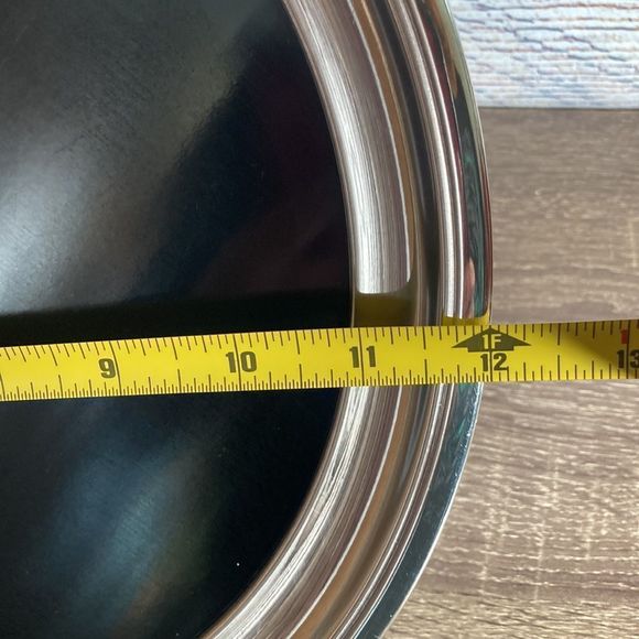 Vintage Formica Serving Platter Crescent Silver Rim Black Center 12” - Picture 5 of 8